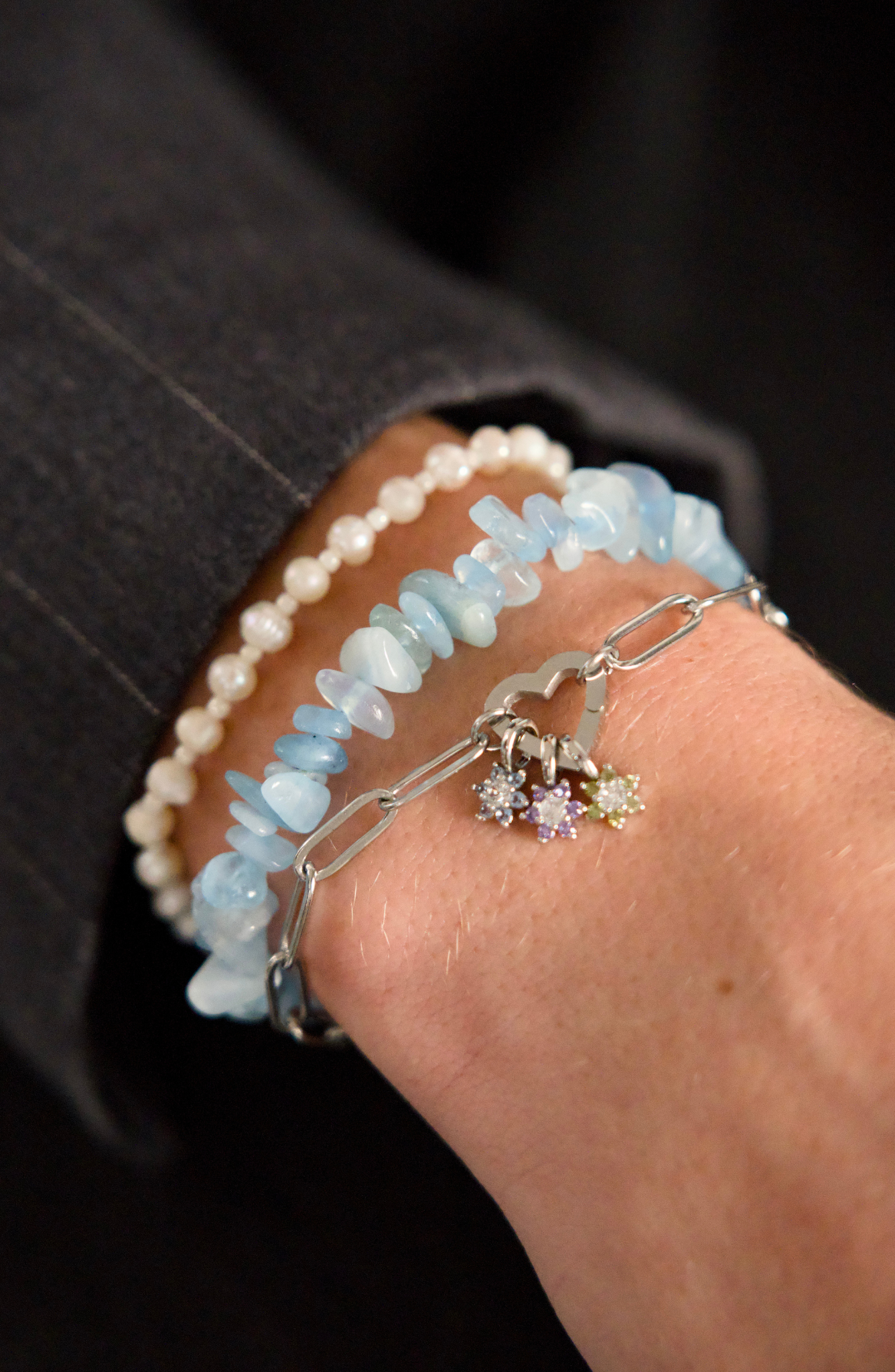 Geboortesteen bloem - Armband - Midium Ovaal