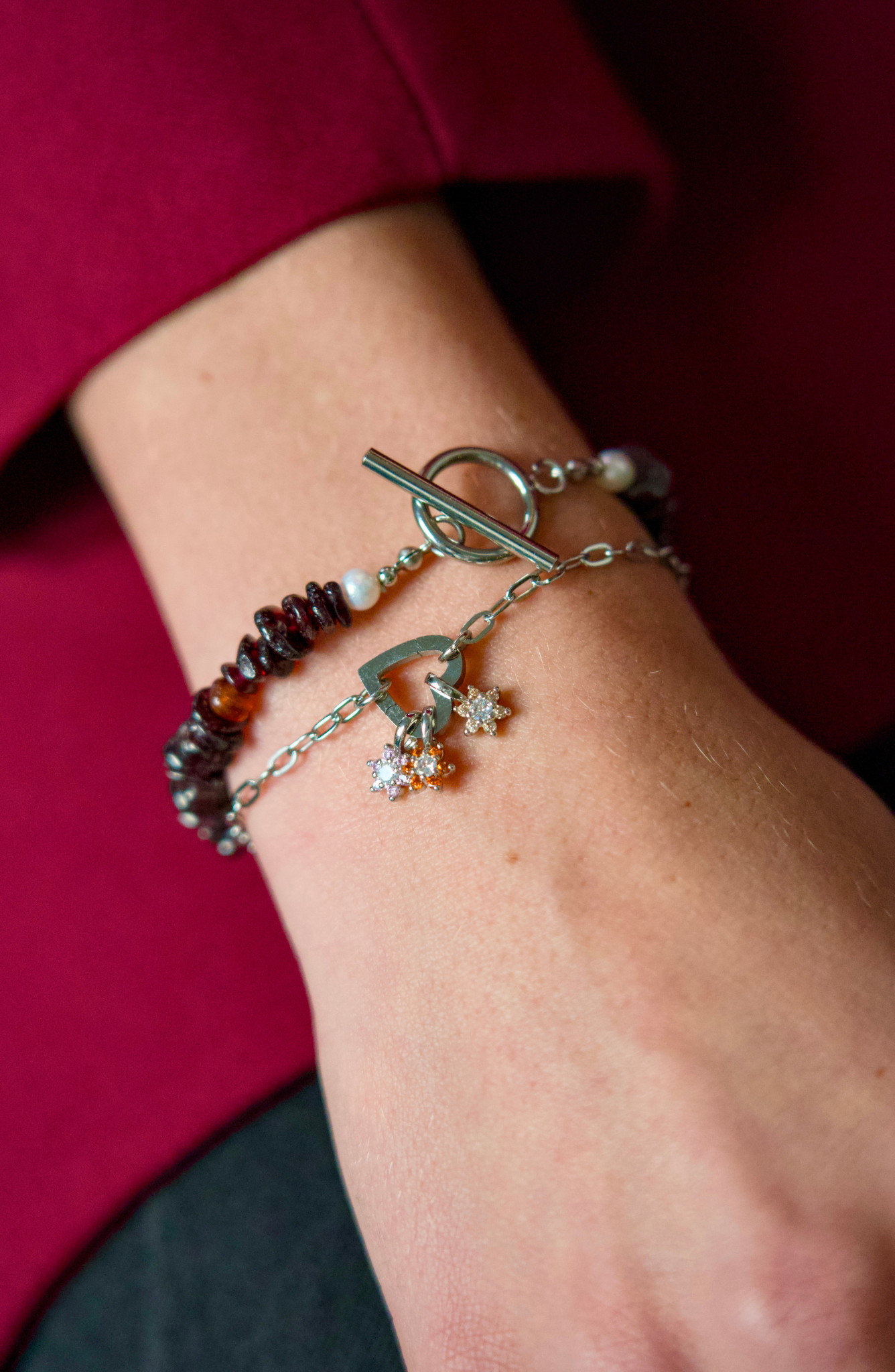 Geboortesteen bloem - Armband - Mini Ovaal