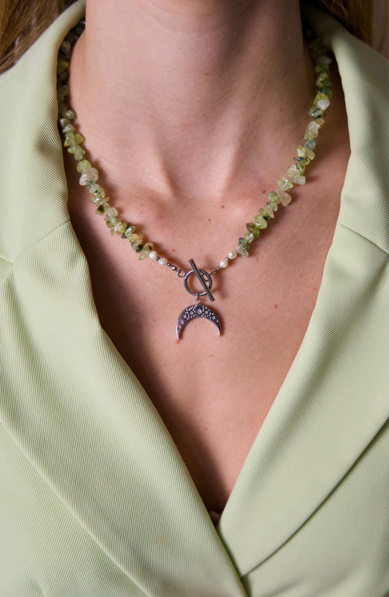 Edelsteen ketting - Prehniet - Innerlijke balans