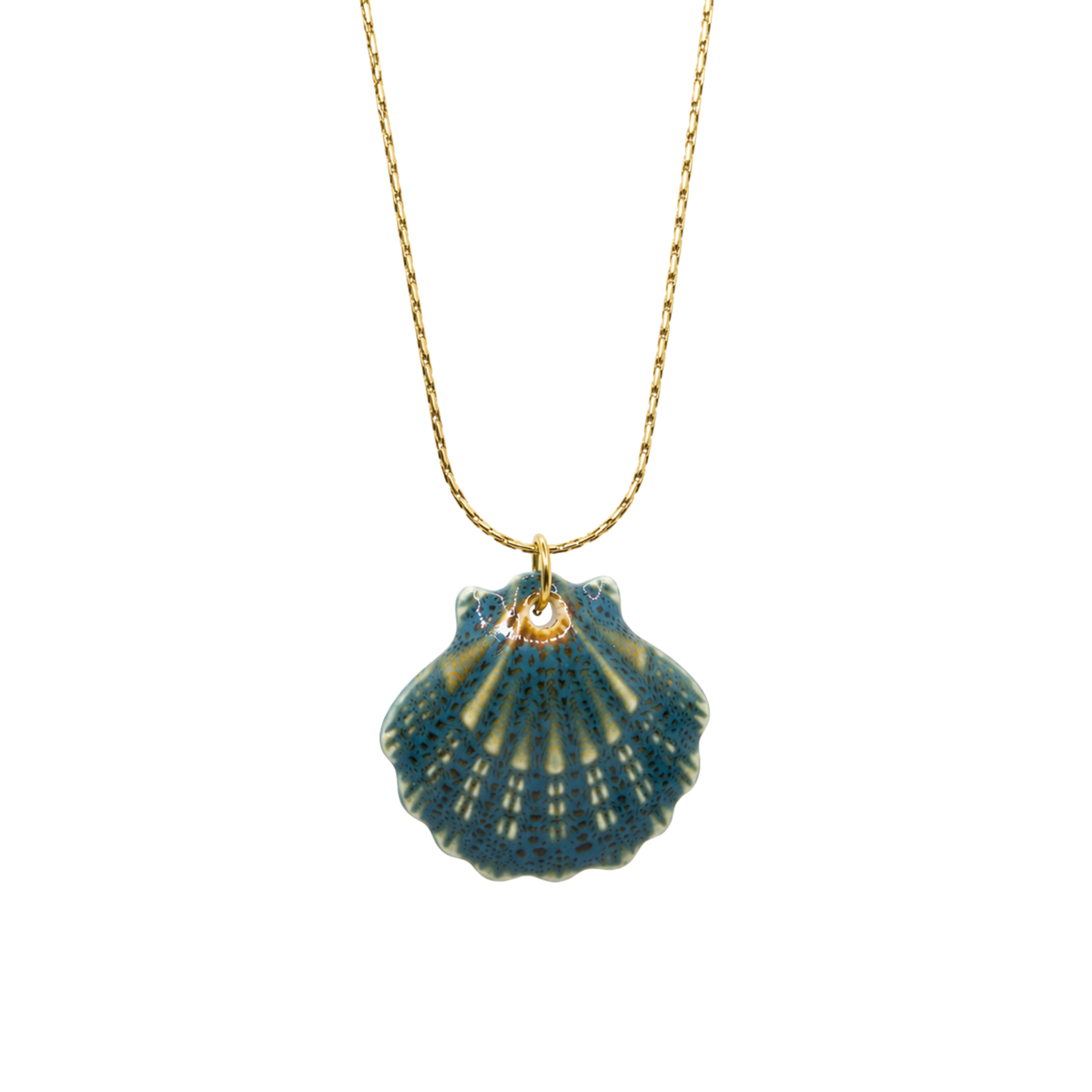 Bedelketting - Keramiek schelp - Blauw