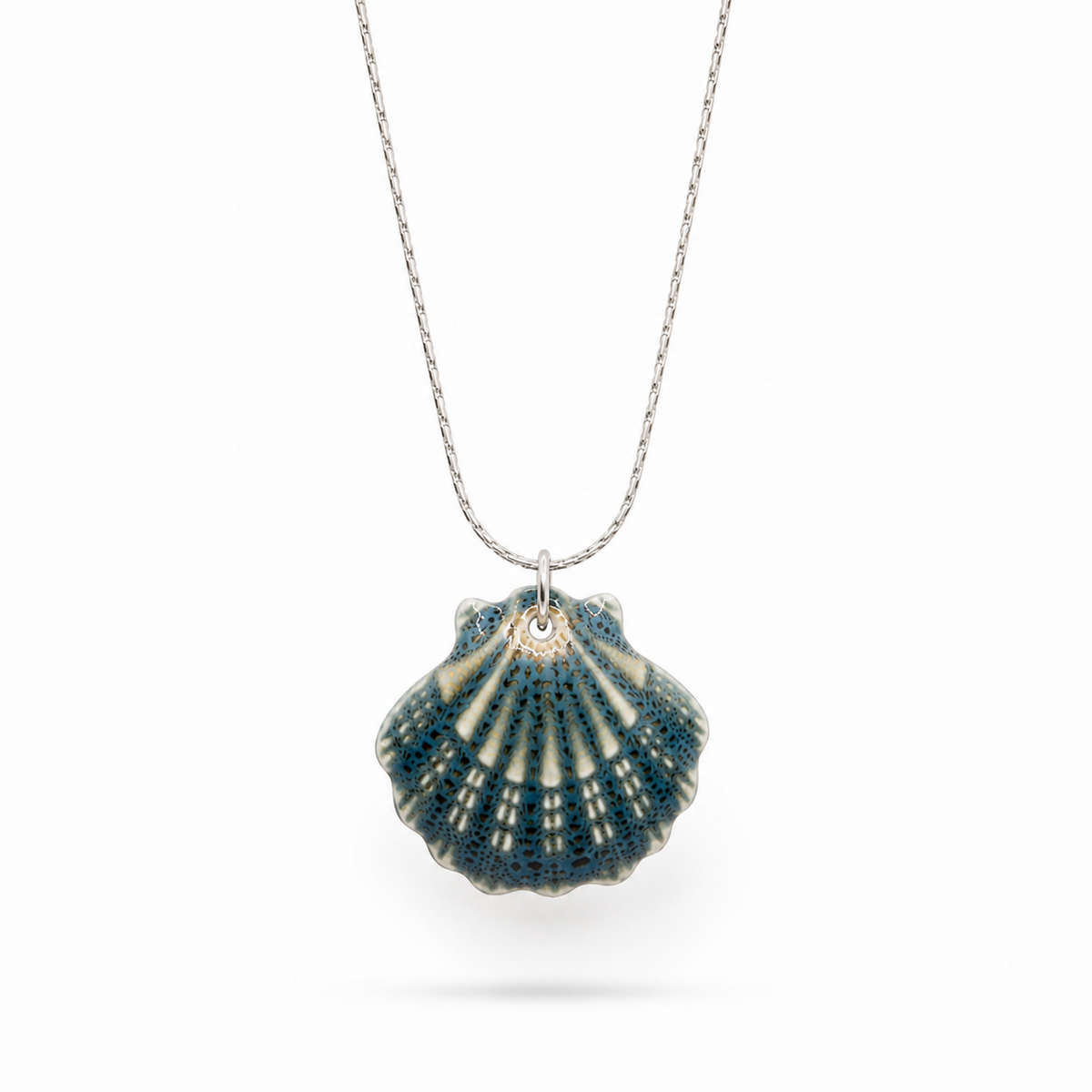 Bedelketting - Keramiek schelp - Blauw