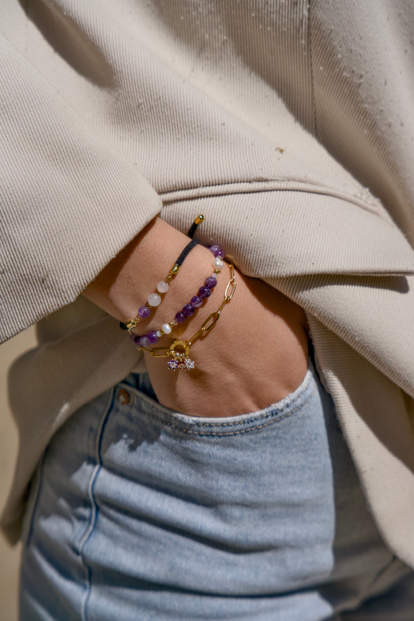 Geboortesteen bloem - Armband - Midium Ovaal