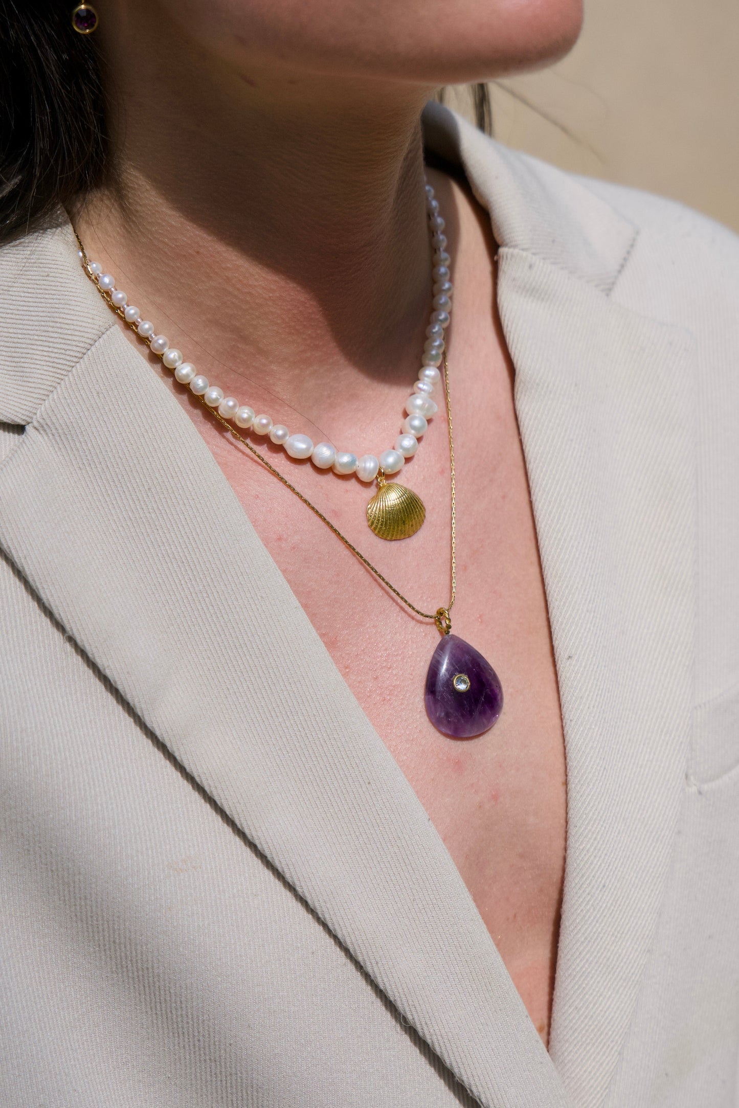 Parel ketting - Zoetwaterparels - Goud