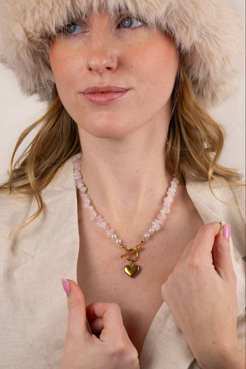 Edelsteen ketting - Rozenkwarts