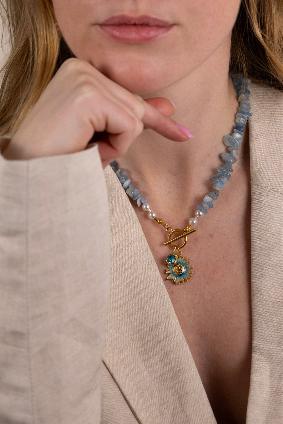 Edelsteen ketting - Aquamarijn