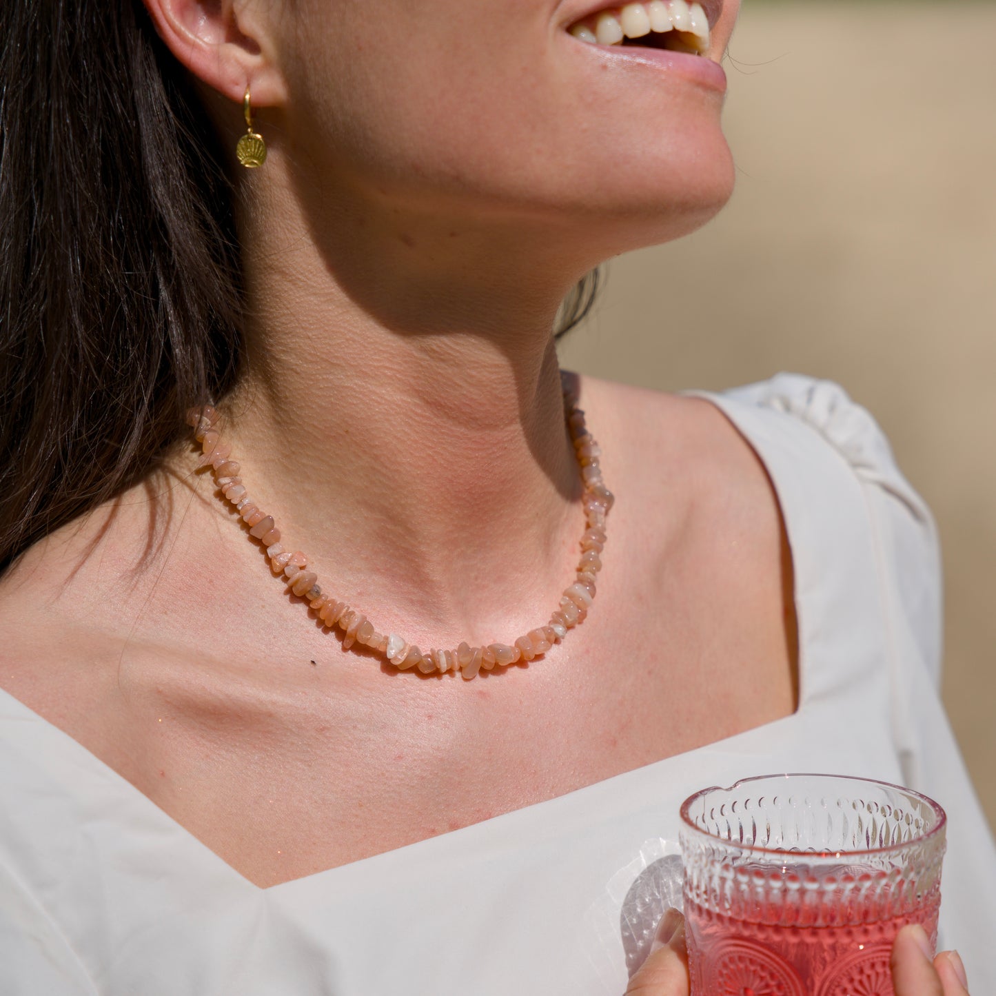 Edelsteen ketting - Zonnesteen - Goud