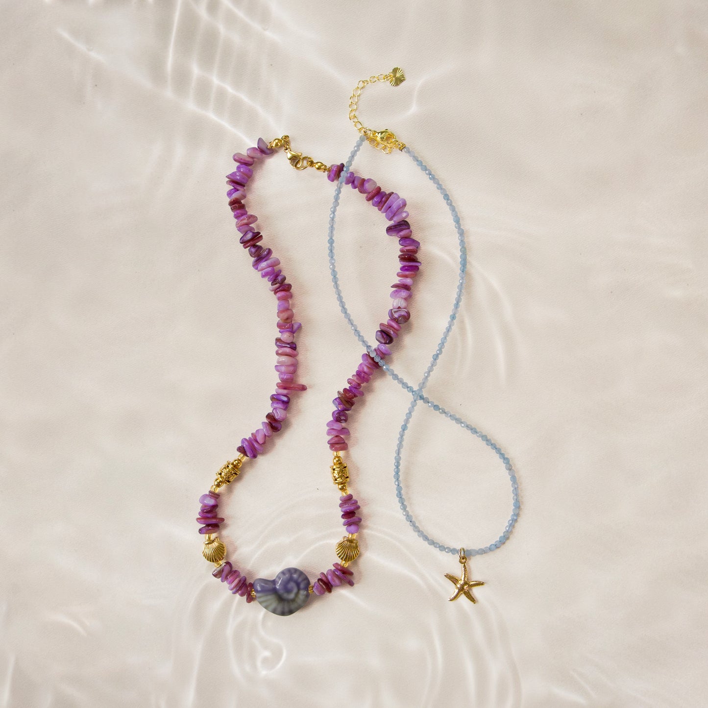 Edelsteen ketting mini - Aquamarijn - Verhelderend - Goud