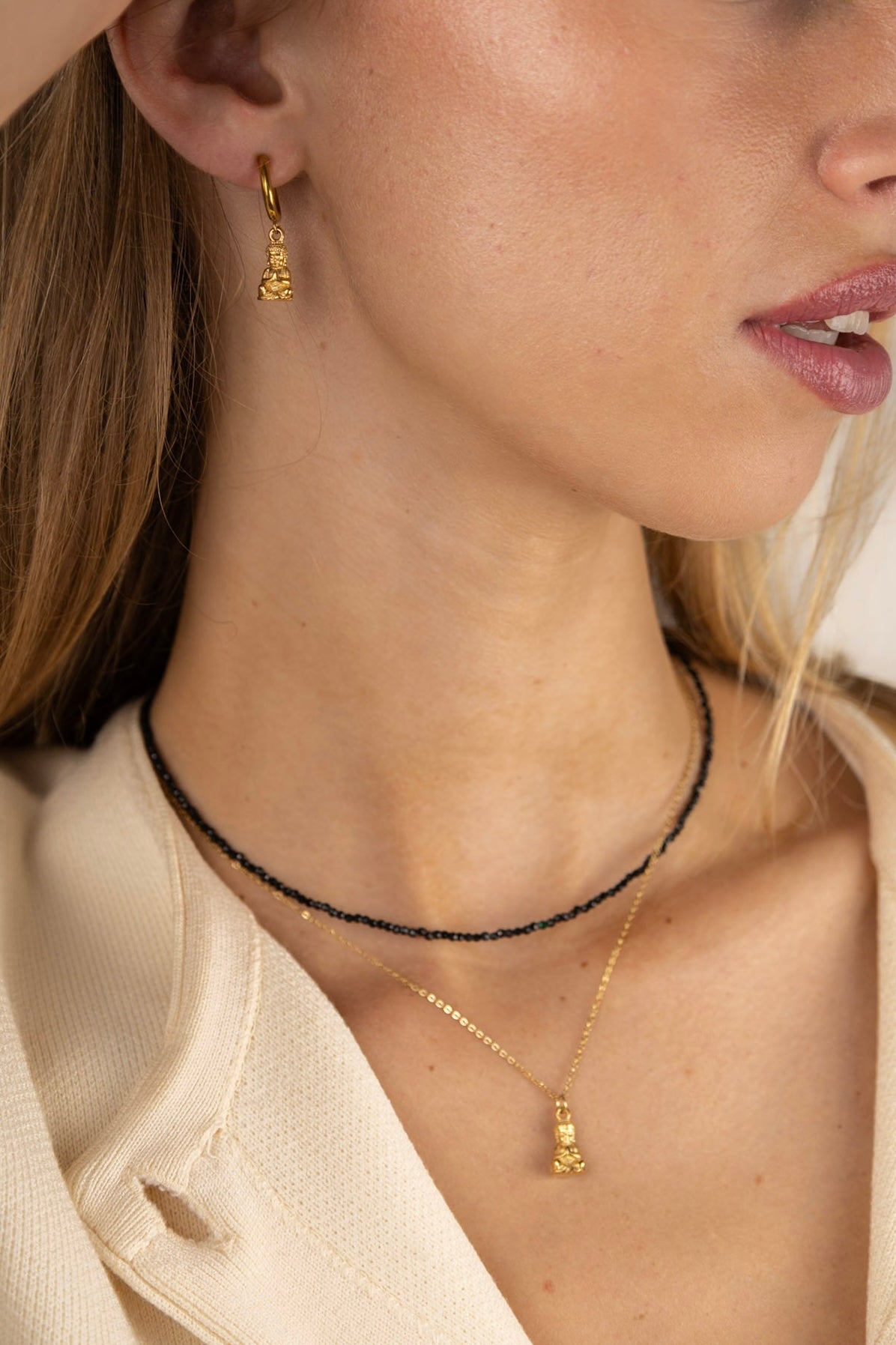 3 MM Edelsteen ketting - Zwarte Onyx - Goud