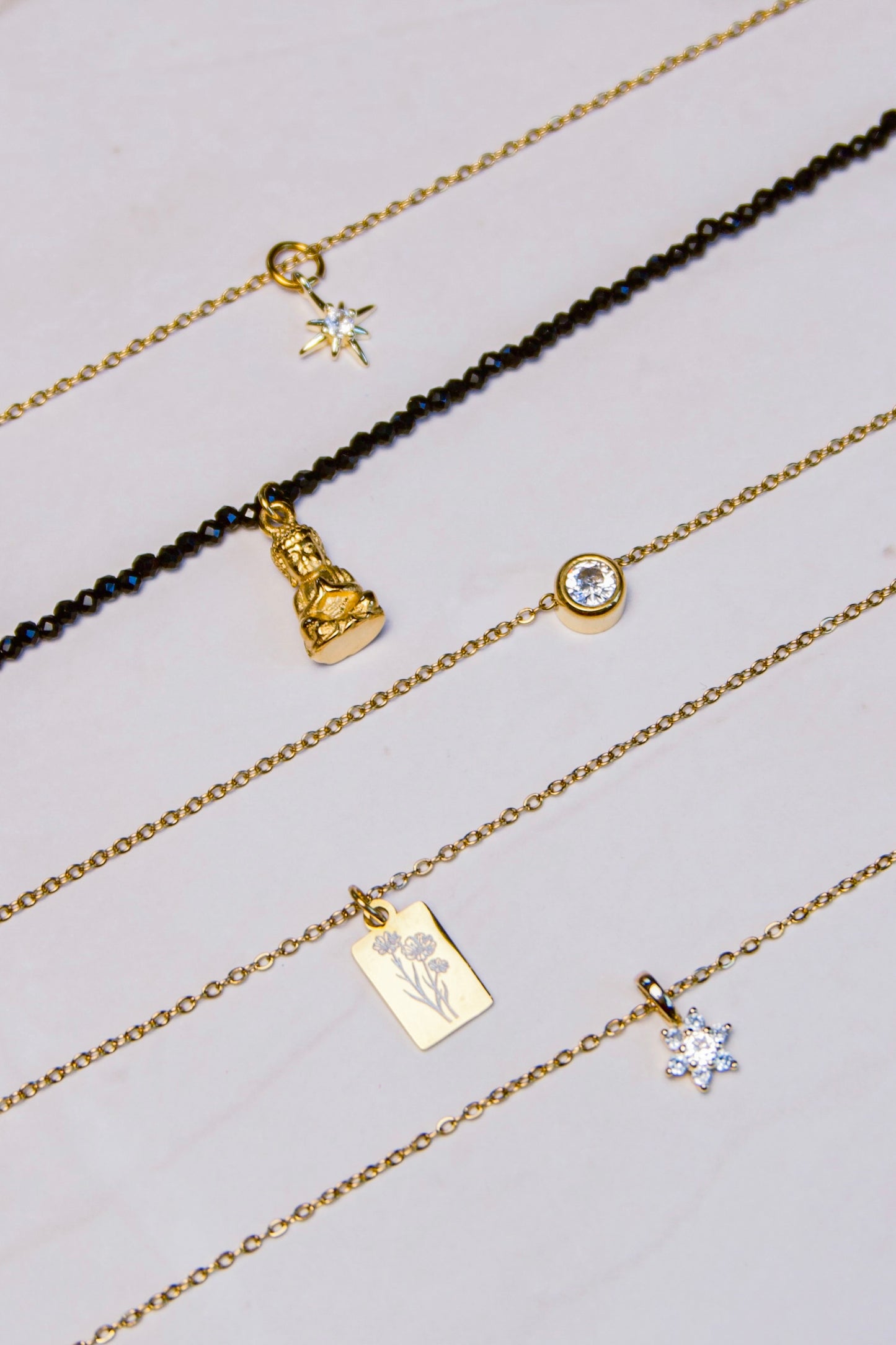 Edelsteen ketting mini - Obsidiaan - Bescherming - Goud