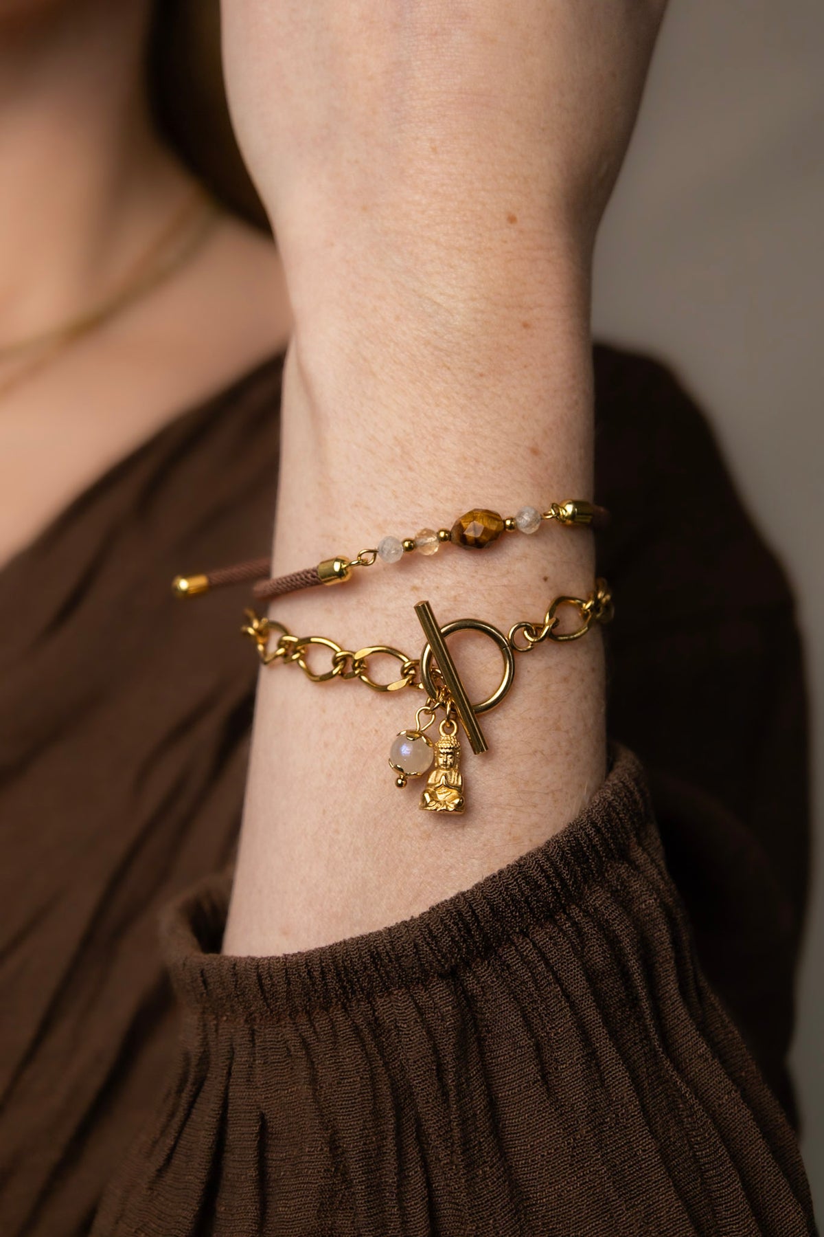 Bedelarmband – Buddha & Maansteen