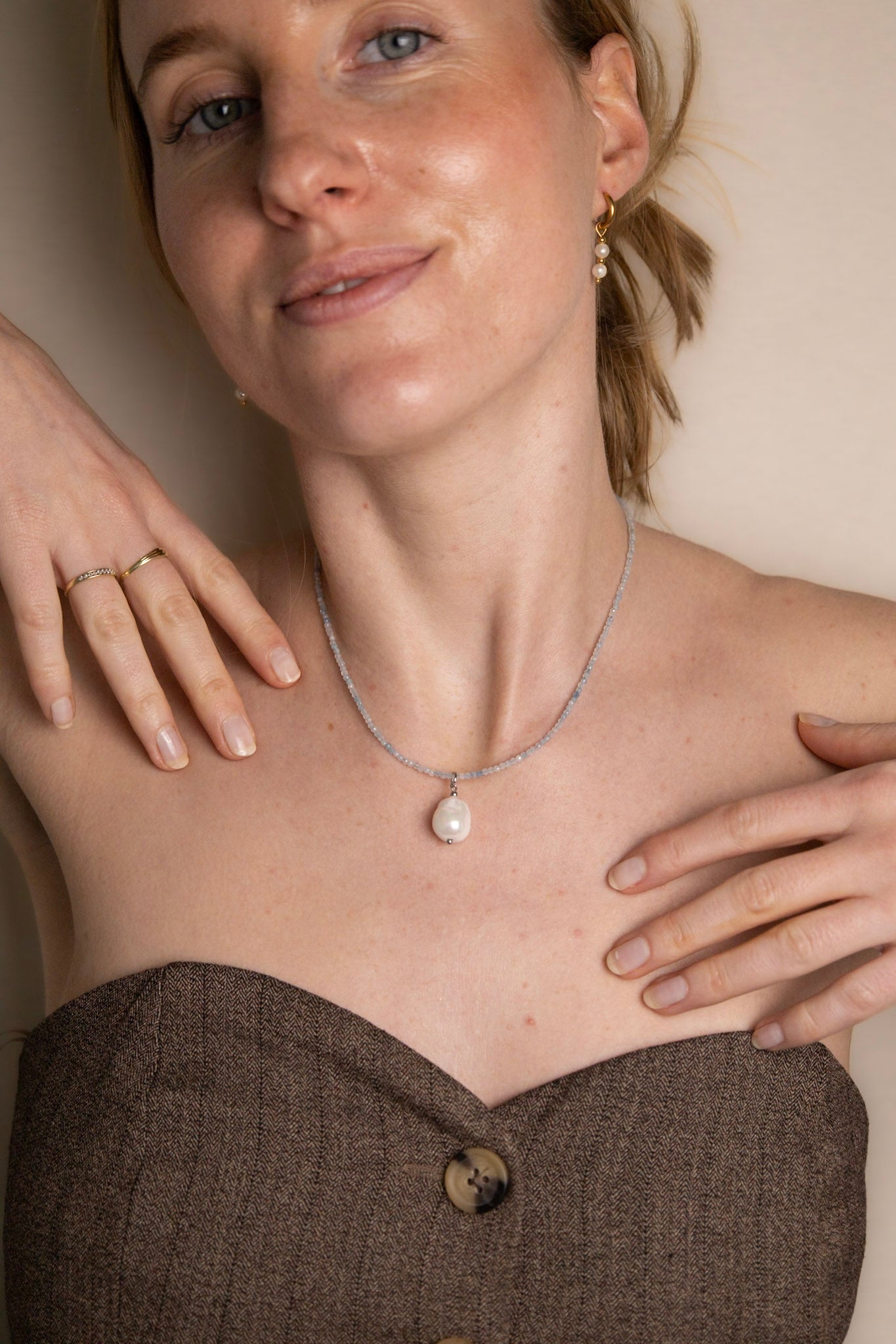 Edelsteen ketting mini - Aquamarijn - Verheldering - Zilver