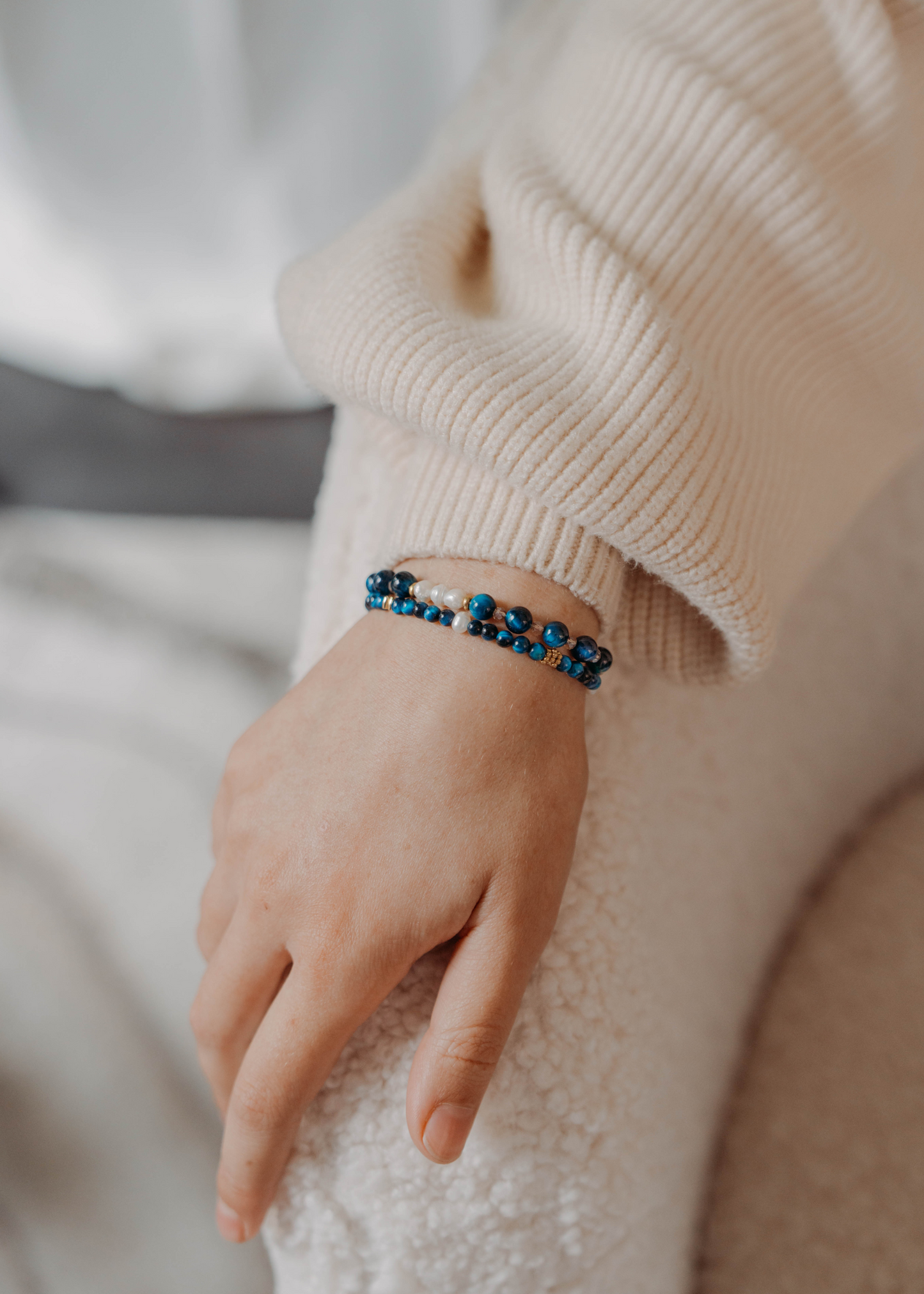 Edelsteen armband - Blauwe Tijgeroog