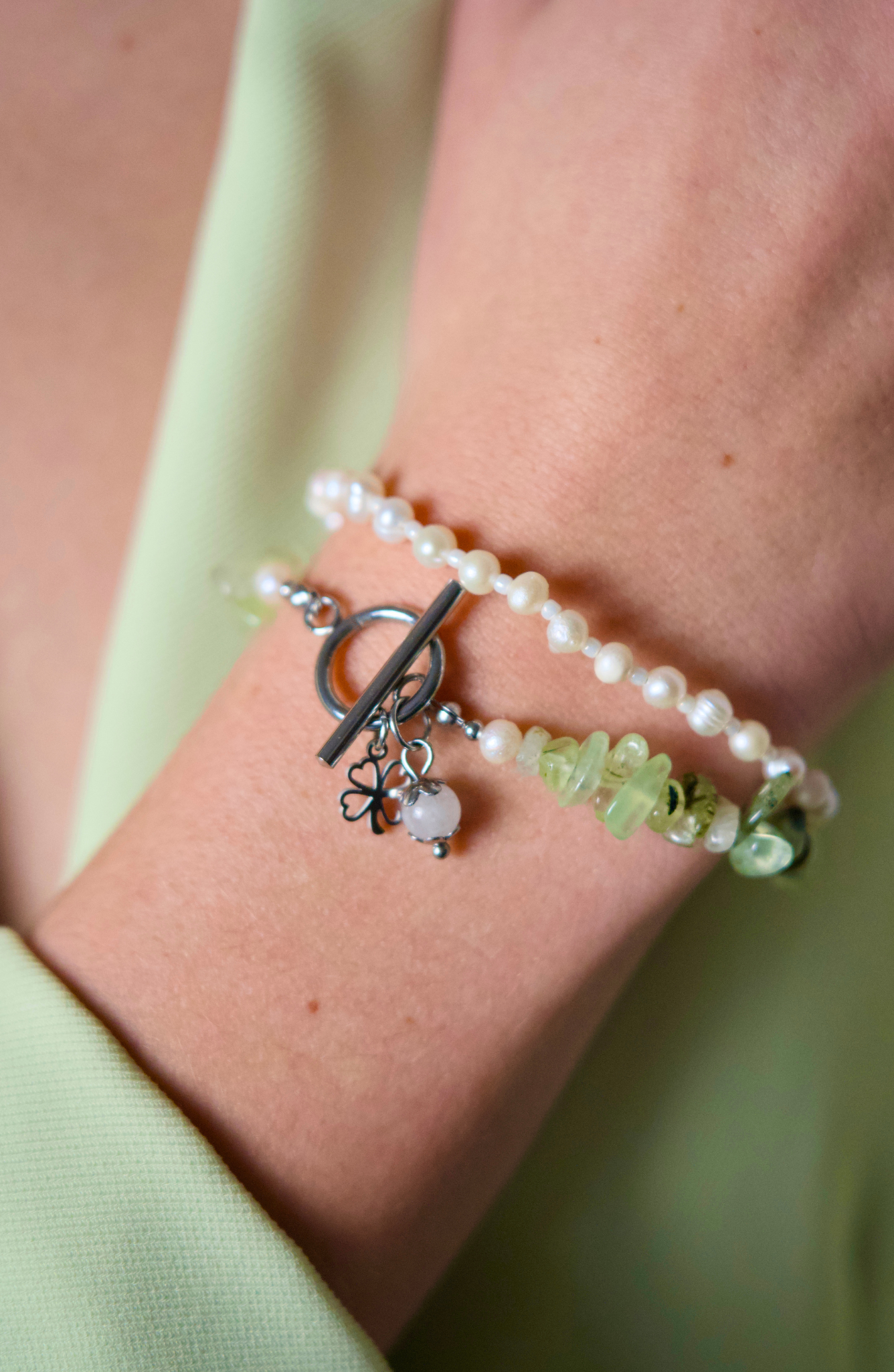 Edelsteen armband - Prehniet - Innerlijke balans