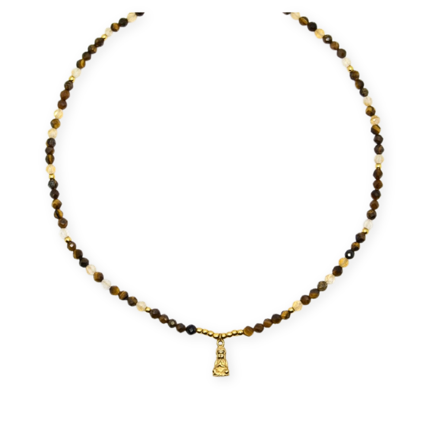 Buddha X Edelsteen Ketting – Tijgeroog & Citrien