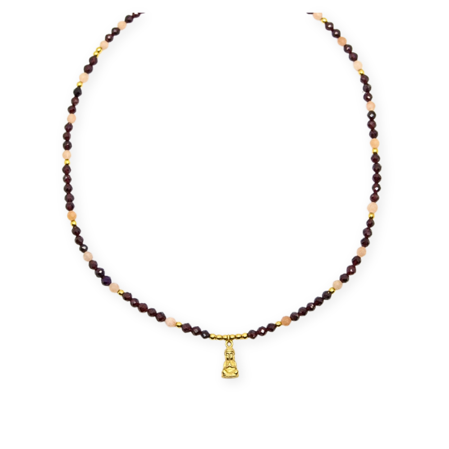 Buddha X Edelsteen Ketting – Granaat & Zonnesteen