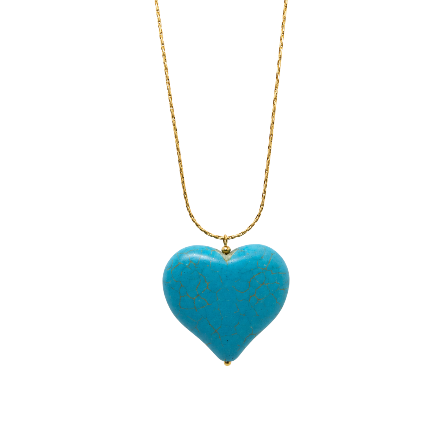 Bedelketting - Statement hart - Gesteend Turqouise