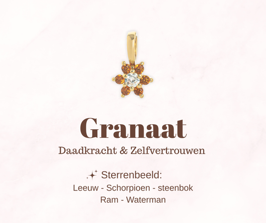 Geboortesteen bloem - Granaat - Innerlijke kracht