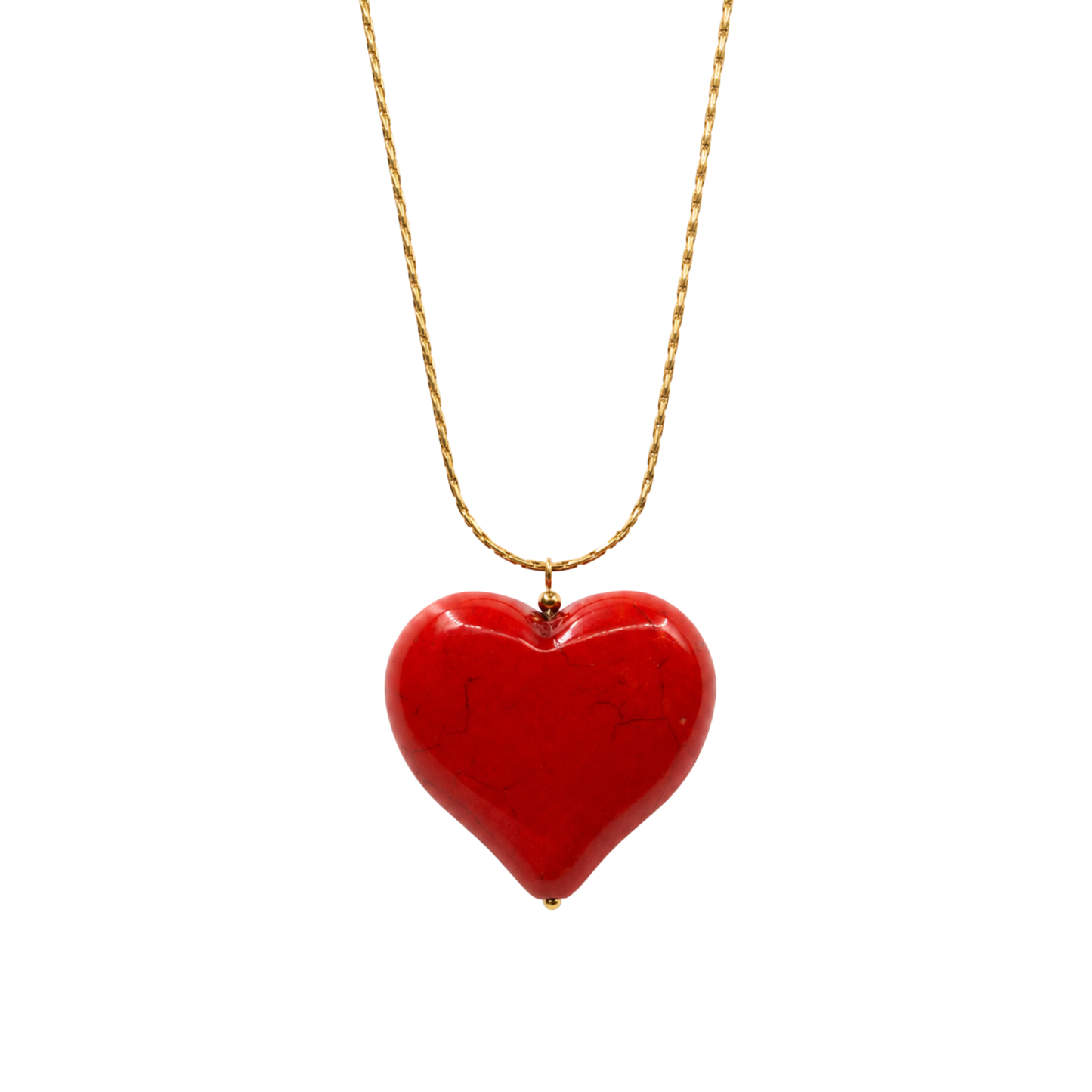 Bedelketting - Statement hart - Gesteend rood