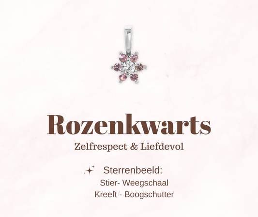 Geboortesteen bloem - Rozenkwarts - Liefdevol