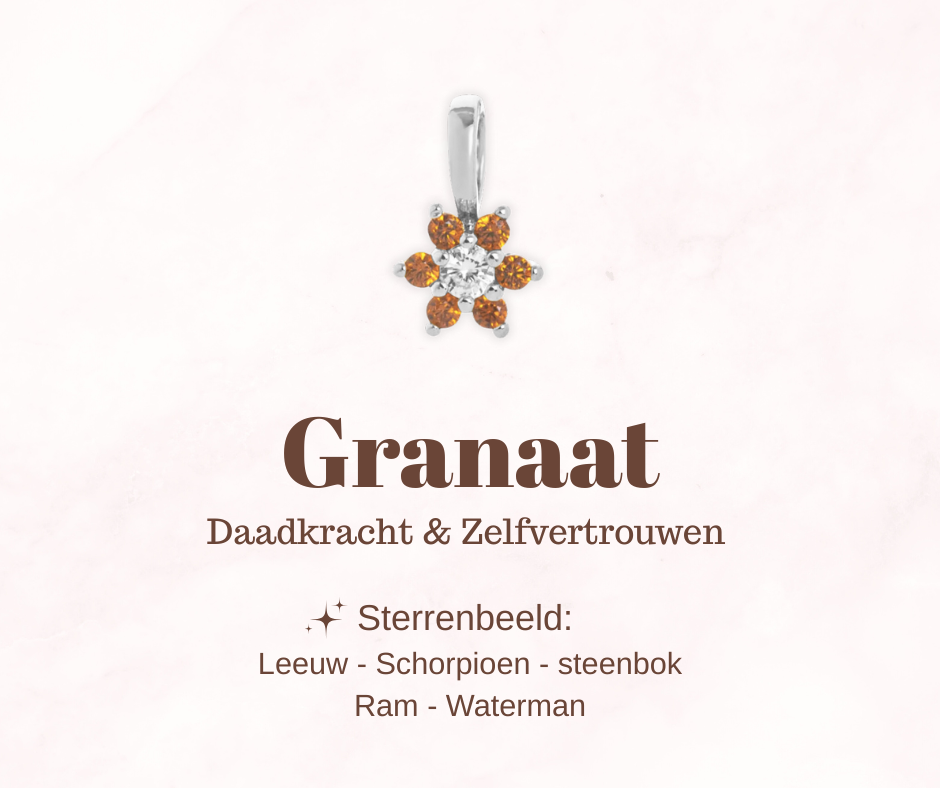 Geboortesteen bloem - Granaat - Innerlijke kracht