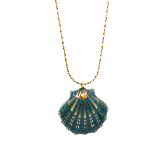 Bedelketting - Keramiek schelp - Blauw