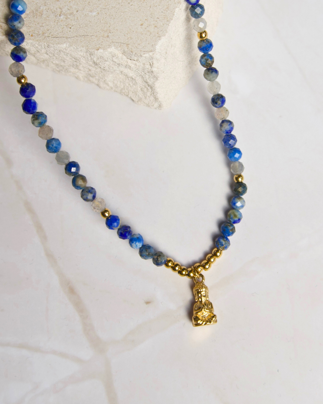 Buddha X Edelsteen Ketting – Lapis Lazuli & Labradoriet