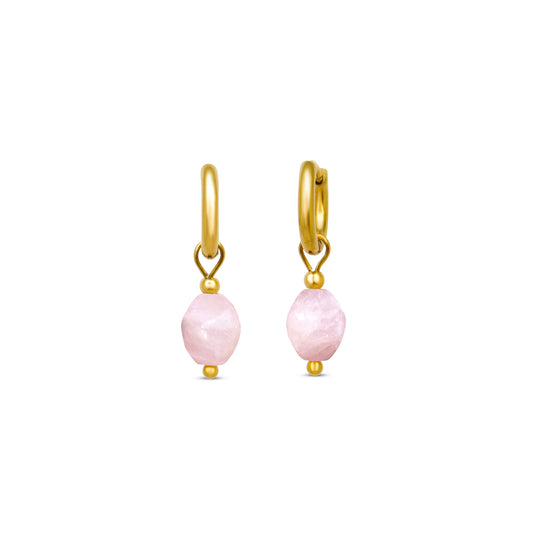 Edelsteen oorbellen - Facet - Rozenkwarts - Liefdevol
