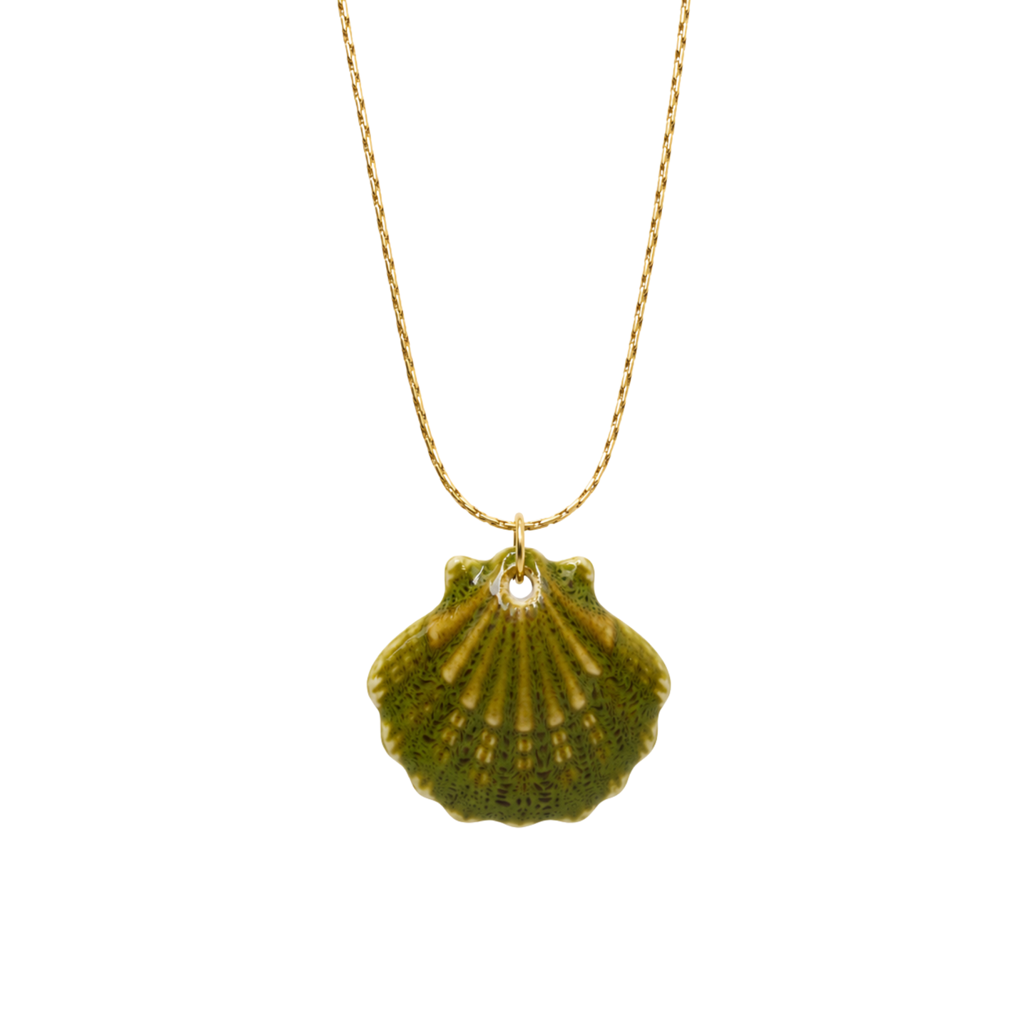 Bedelketting - Keramiek schelp - Groen