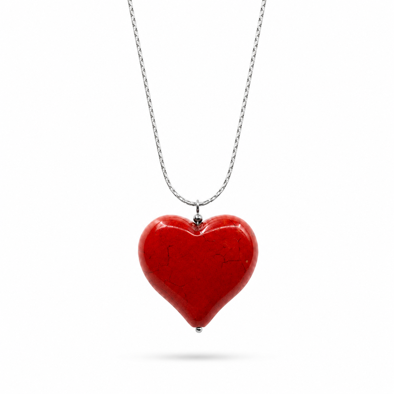 Bedelketting - Statement hart - Gesteend rood