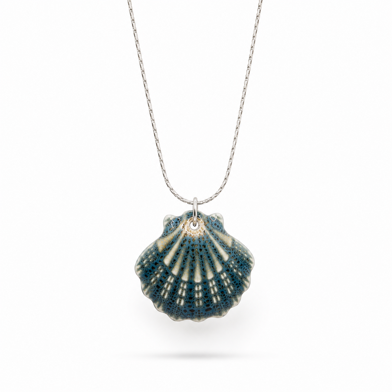 Bedelketting - Keramiek schelp - Blauw
