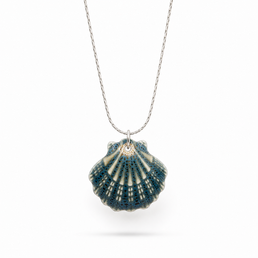 Bedelketting - Keramiek schelp - Blauw