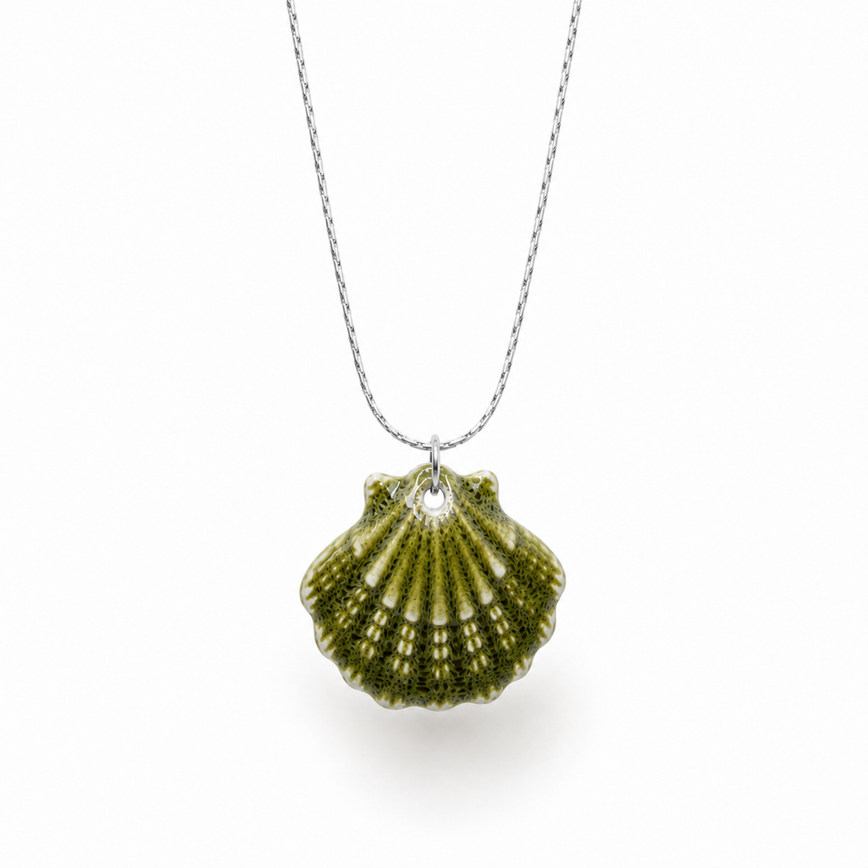 Bedelketting - Keramiek schelp - Groen