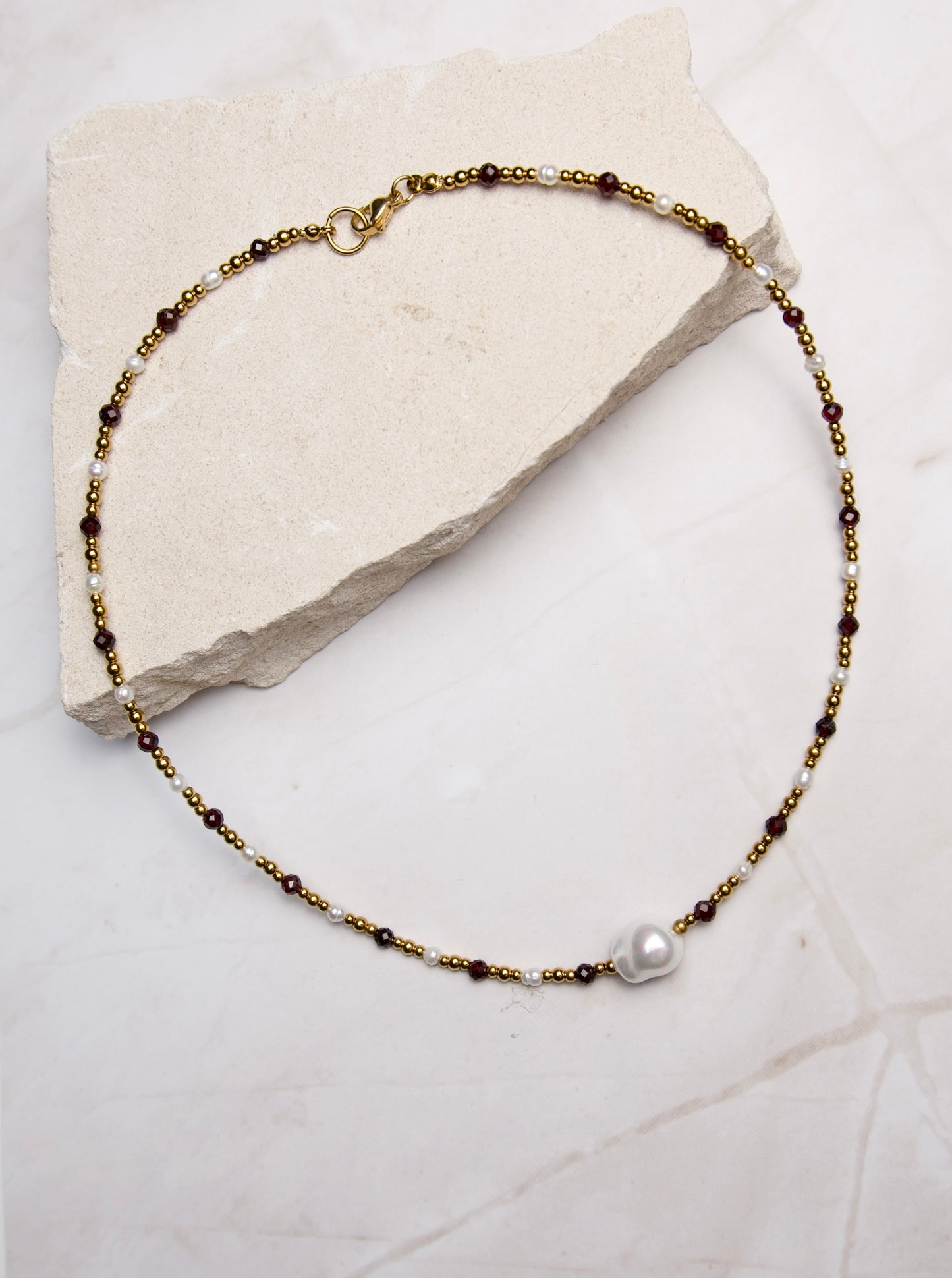 Edelsteen & Barok Ketting – Granaat