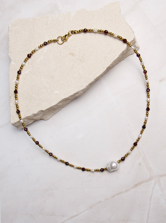 Edelsteen & Barok Ketting – Granaat