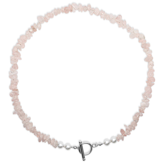 Edelsteen ketting - Rozenkwarts