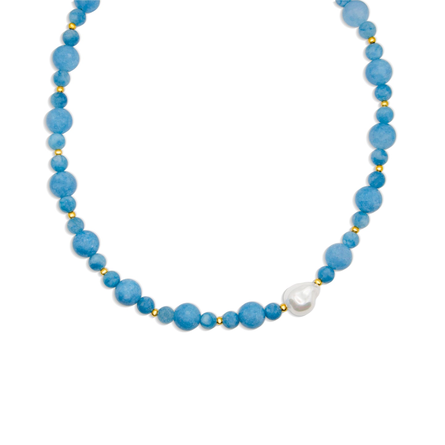 Edelsteen Ketting W25/26 - Ijs blauwe Chalcedoon