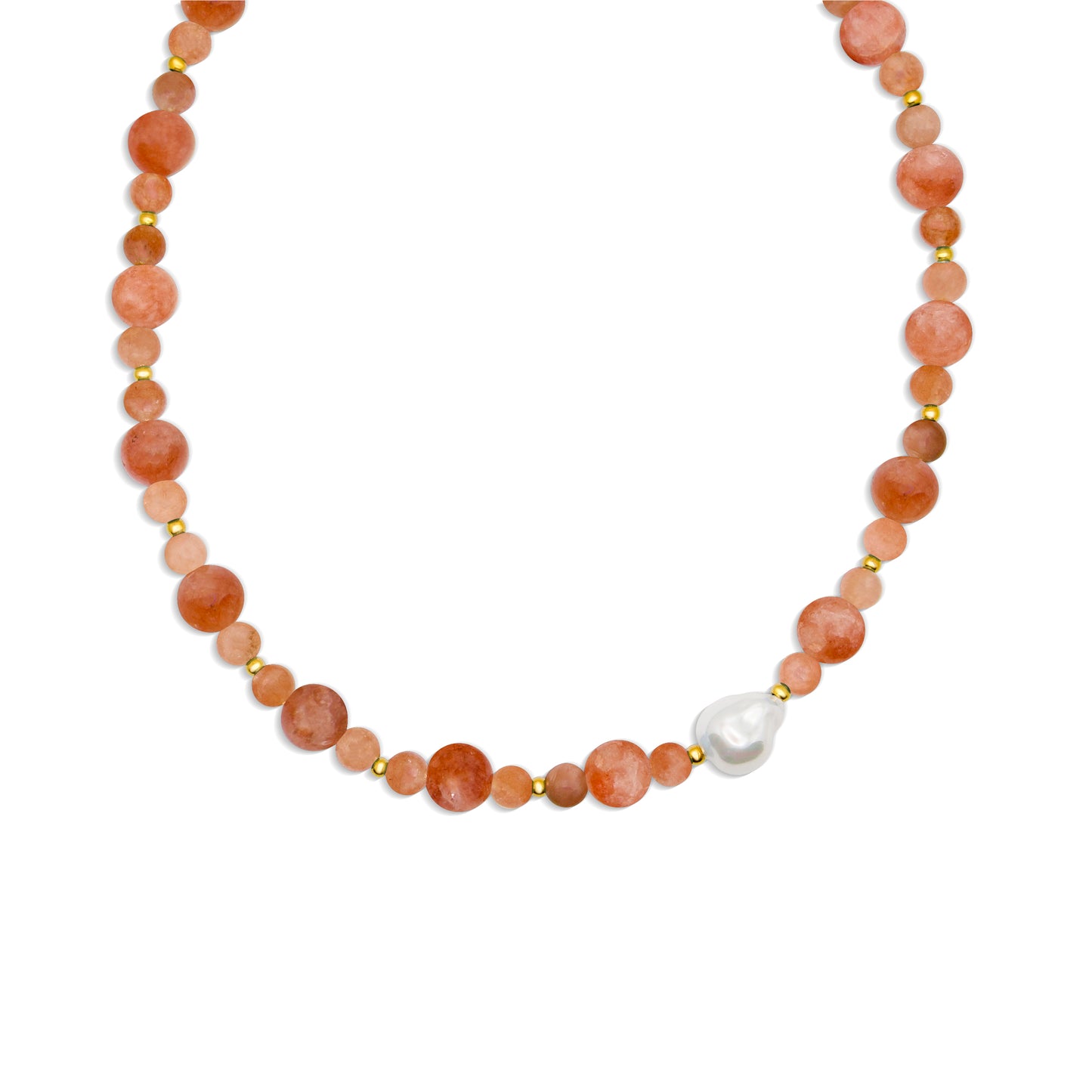 Edelsteen Ketting W25/26 - Zalmroze Zonnesteen