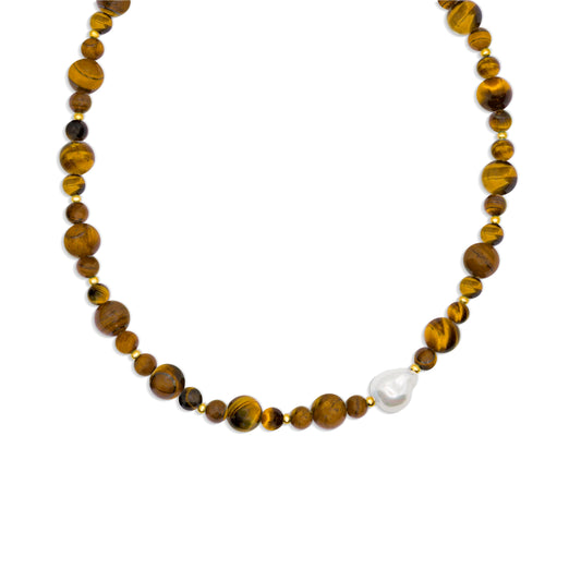 Edelsteen Ketting W25/26 - Bruine Tijgeroog