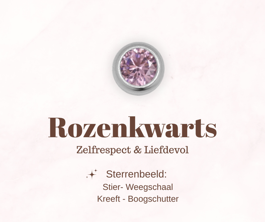 Geboortesteen bedel - Rozenkwarts