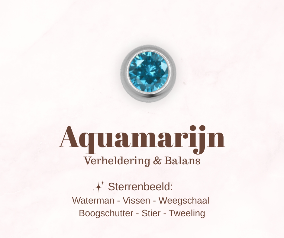 Geboortesteen bedel - Aquamarijn
