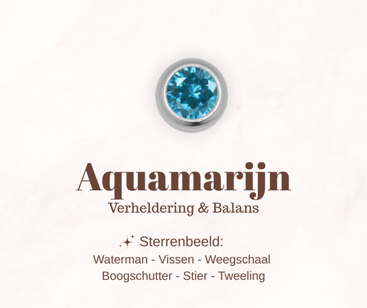 Geboortesteen bedel - Aquamarijn