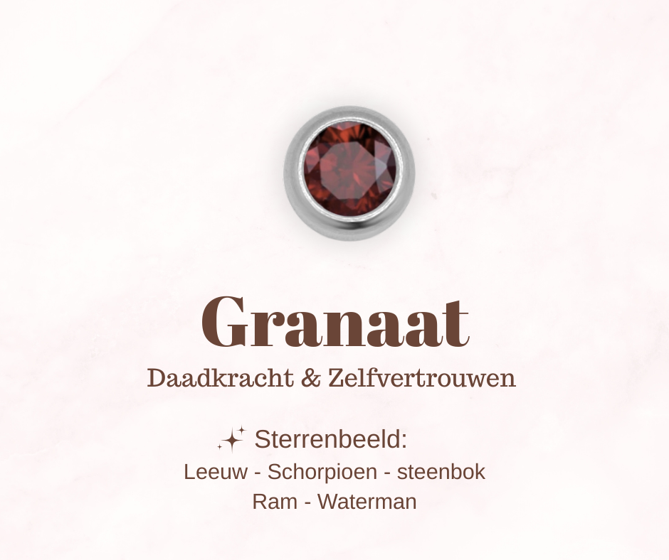 Geboortesteen bedel - Granaat