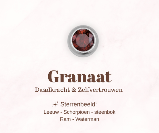 Geboortesteen bedel - Granaat