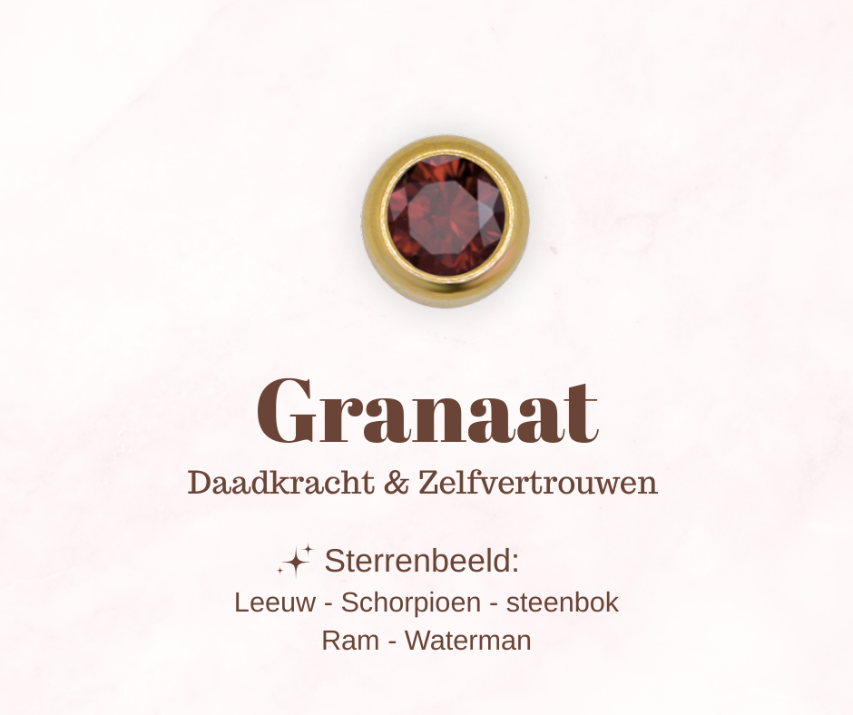 Geboortesteen bedel - Granaat