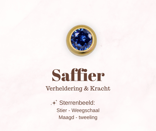 Geboortesteen bedel - Saffier