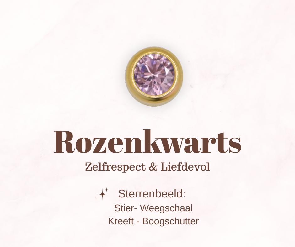 Geboortesteen bedel - Rozenkwarts