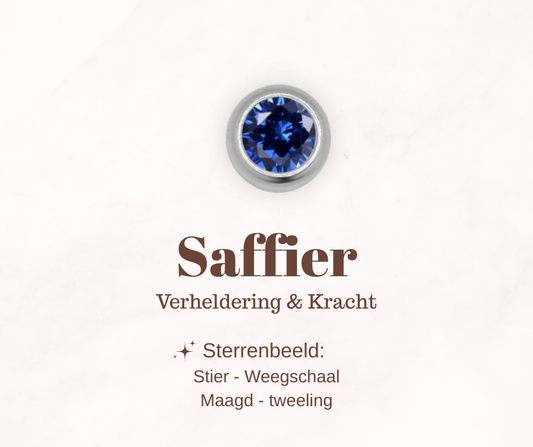 Geboortesteen bedel - Saffier