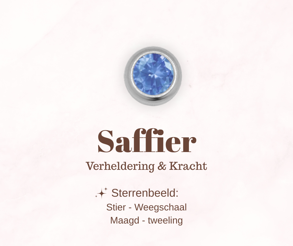 Geboortesteen bedel - Saffier