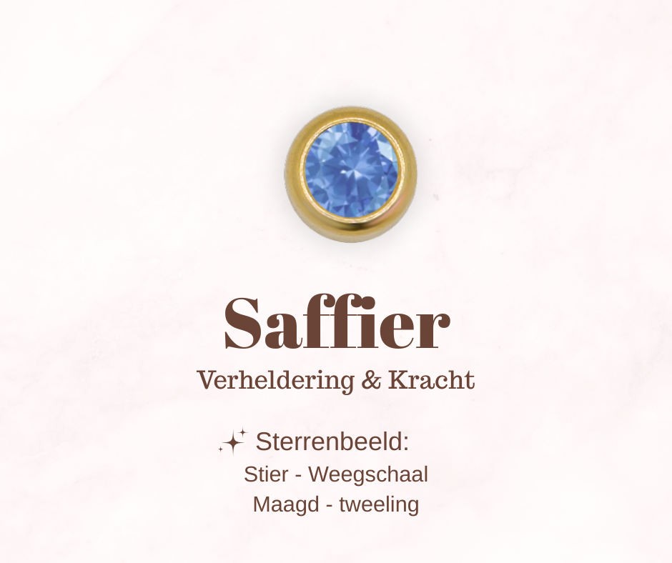 Geboortesteen bedel - Saffier