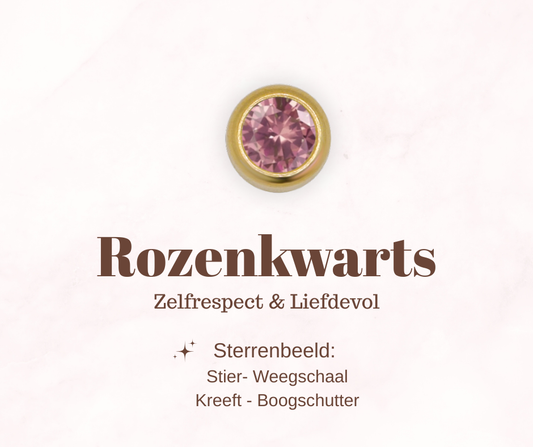 Geboortesteen bedel - Rozenkwarts